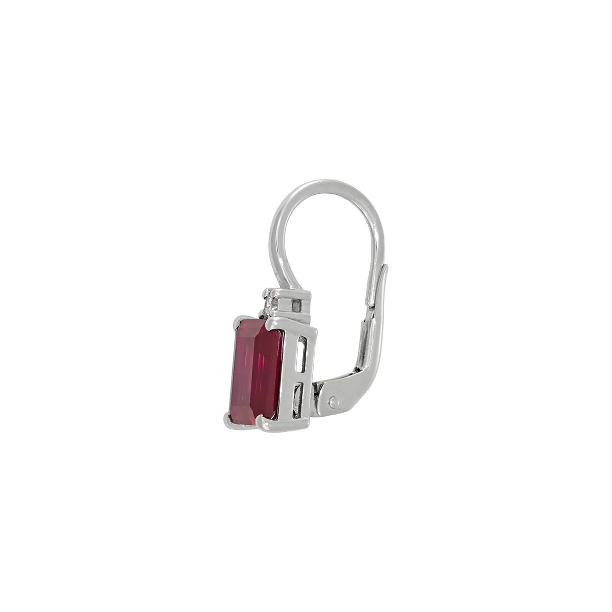Aretes en oro blanco de 18 Kilates, Uñas+decoración, con 2 ruby laboratorios centrales de 3.30 Ct y decoración en diamante de laboratorio de 0.06 Ct