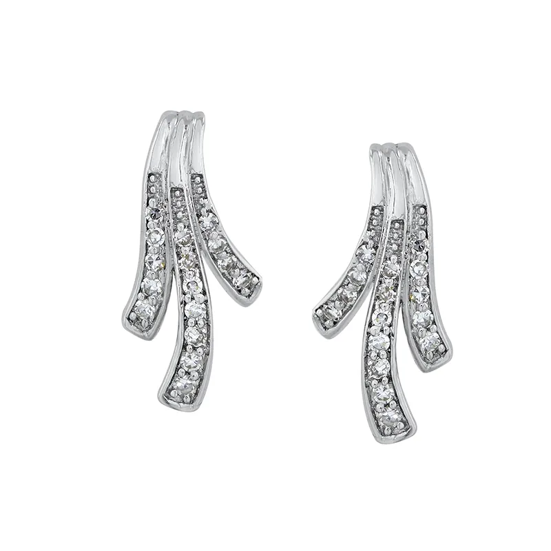 Aretes en oro blanco de 18 Kilates, Franjas, con diamantes de 0.09 Ct