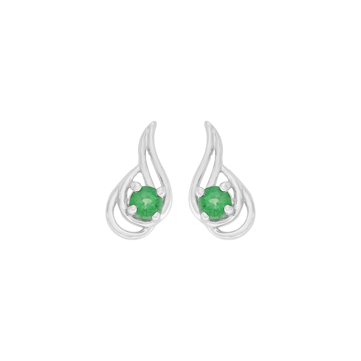 Topos en oro blanco de 18 Kilates, Franja, con 2 esmeraldas centrales de 0.30 Ct