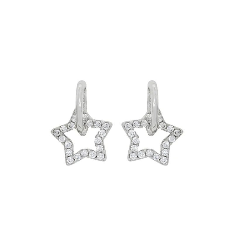 Aretes de estrella en oro blanco de 18 Kilates, con zircones