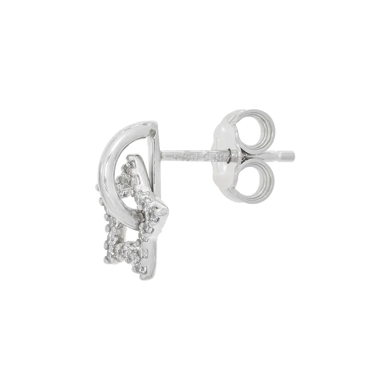 Aretes de estrella en oro blanco de 18 Kilates, con zircones