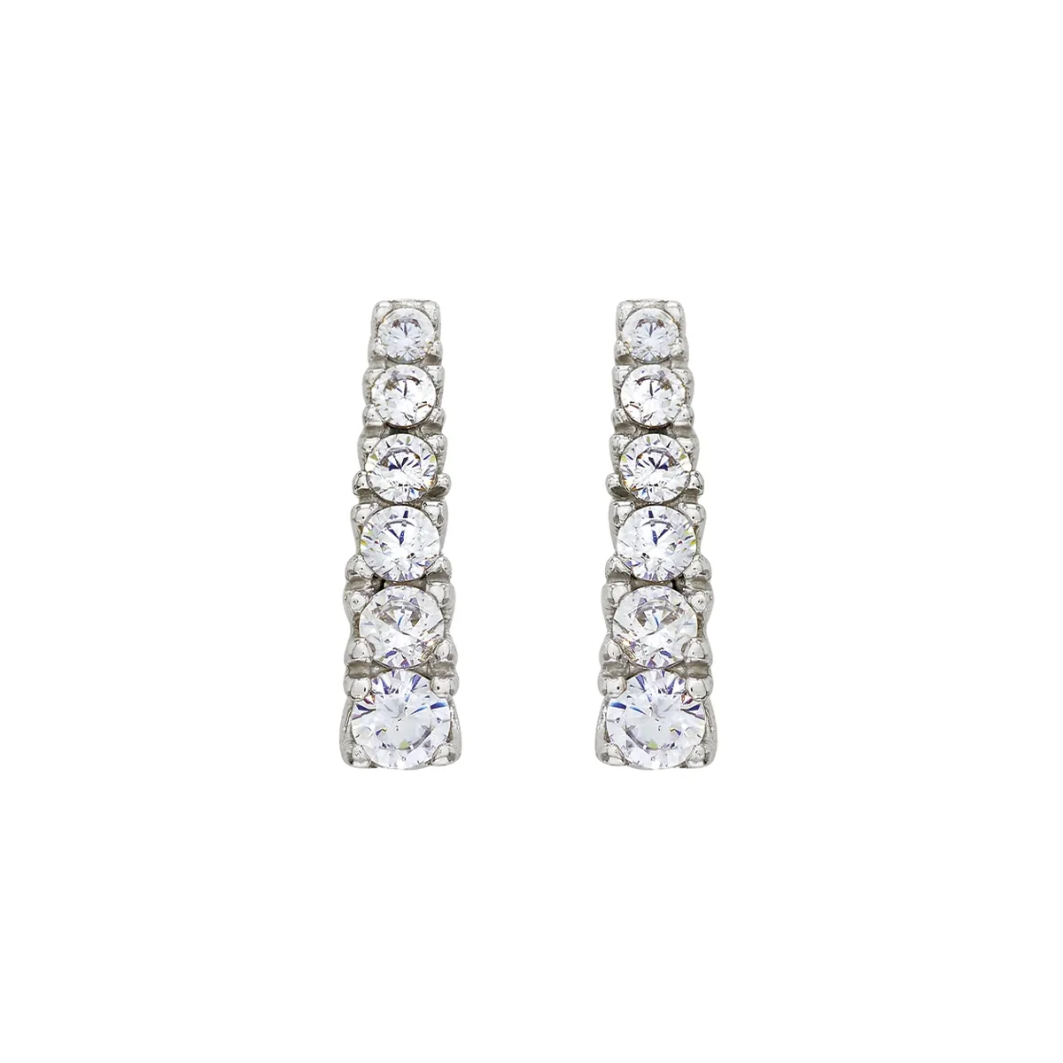 Aretes en oro blanco de 18 Kilates, Barras, con zircones