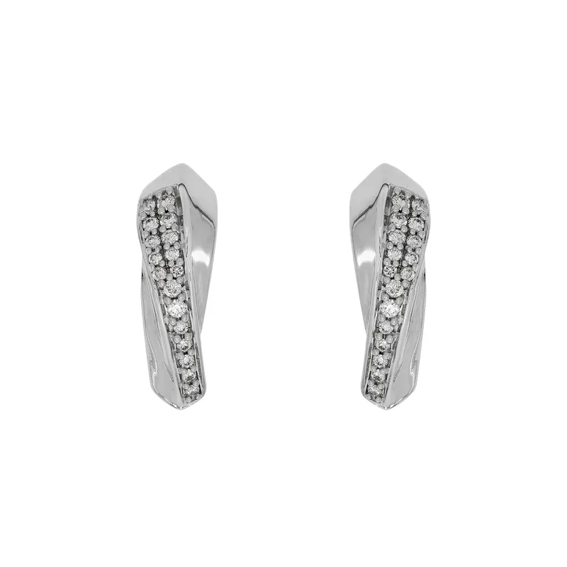 Aretes en oro blanco de 18 Kilates, Franjas, con diamantes de 0.14 Ct
