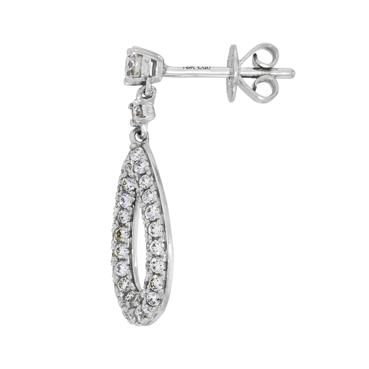 Aretes en oro blanco de 18 Kilates, Lágrima, con 2 diamante de laboratorio centrales de 0.20 Ct y decoración en diamante de laboratorio de 0.70 Ct