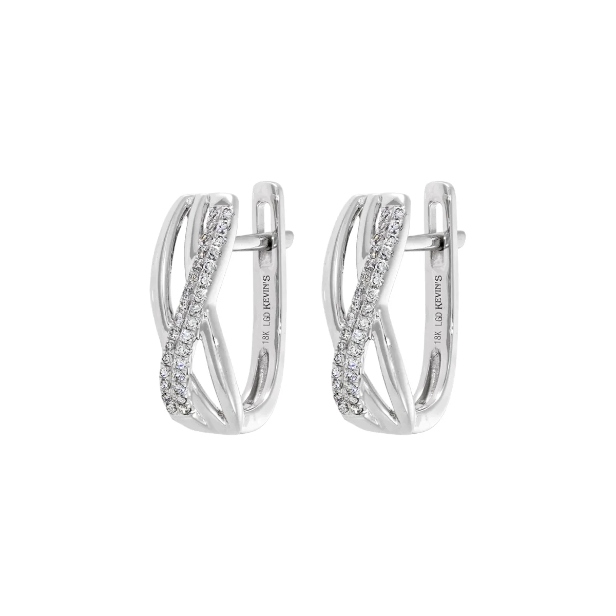 Aretes en oro blanco de 18 Kilates, Franjas, con diamante de laboratorio de 0.17 Ct