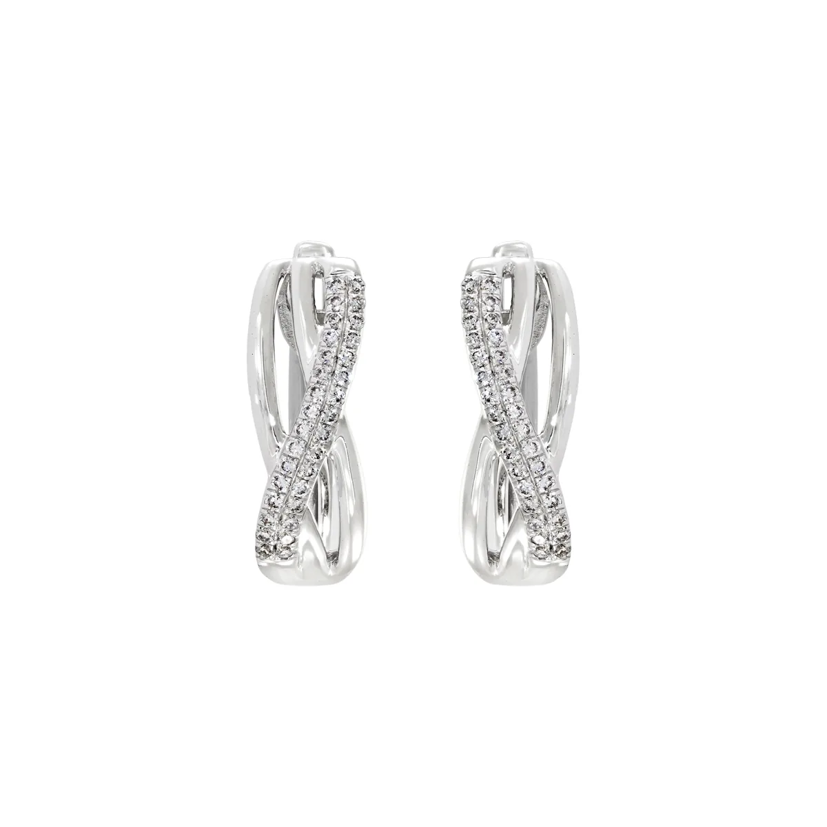 Aretes en oro blanco de 18 Kilates, Franjas, con diamante de laboratorio de 0.17 Ct