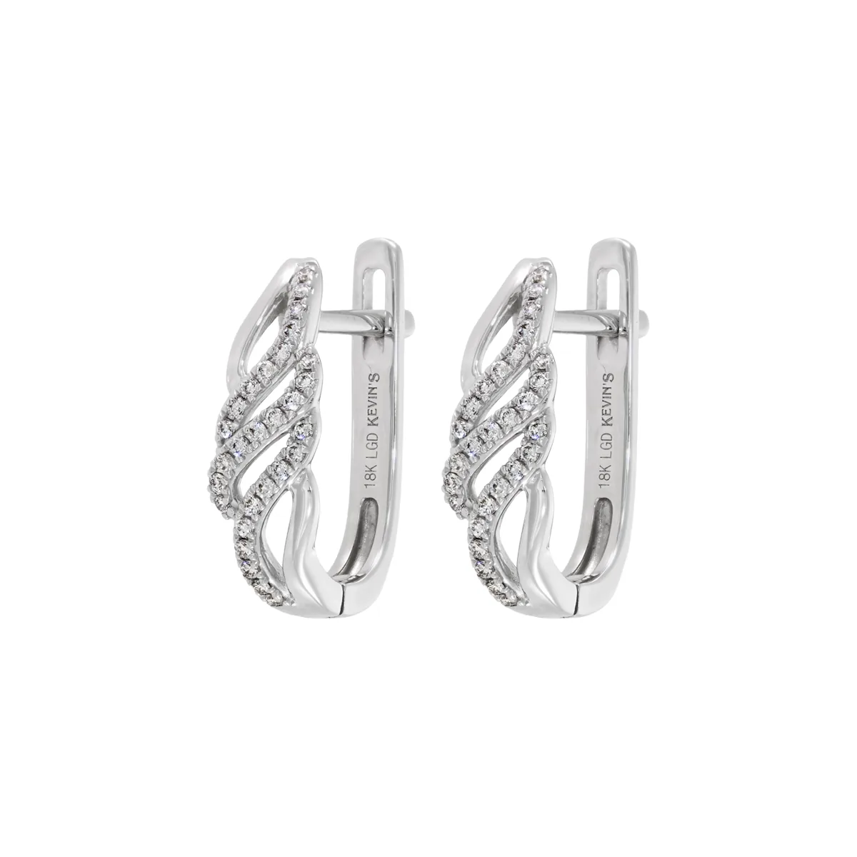 Aretes en oro blanco de 18 Kilates, Franjas, con diamante de laboratorio de 0.15 Ct