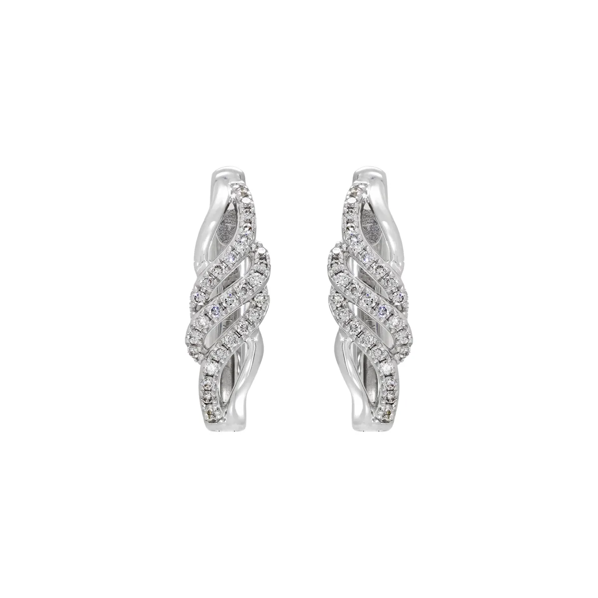 Aretes en oro blanco de 18 Kilates, Franjas, con diamante de laboratorio de 0.15 Ct