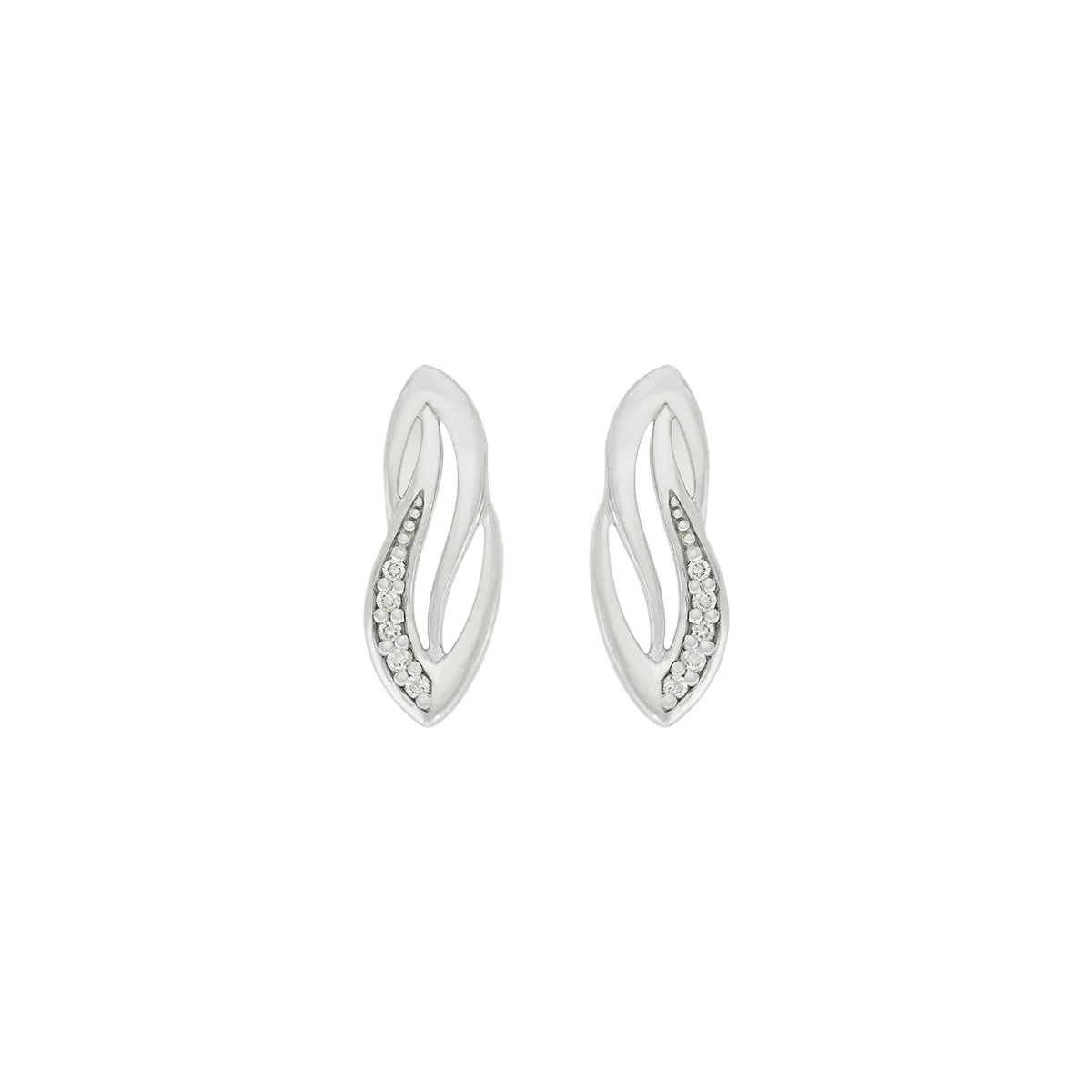 Aretes en oro blanco de 18 Kilates, Franjas, con diamantes de 0.05 Ct