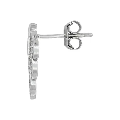 Aretes hoja, con cristales redondos, en plata ley 925, rodinado - Colección Sueños