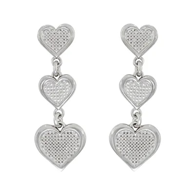 Aretes de corazones en plata Ley 925 - Colección Sueños