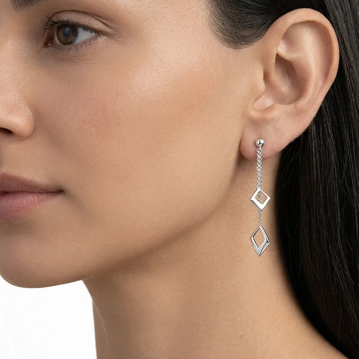 Aretes en plata Ley 925, Tiras, de la coleccion Sueños