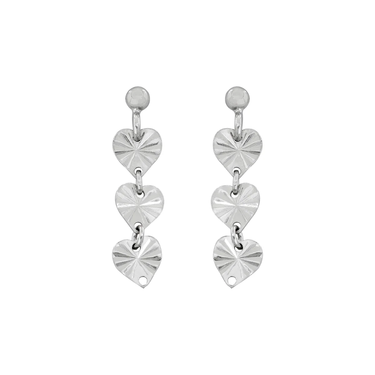 Aretes de corazones en plata Ley 925 con visos - Colección Sueños