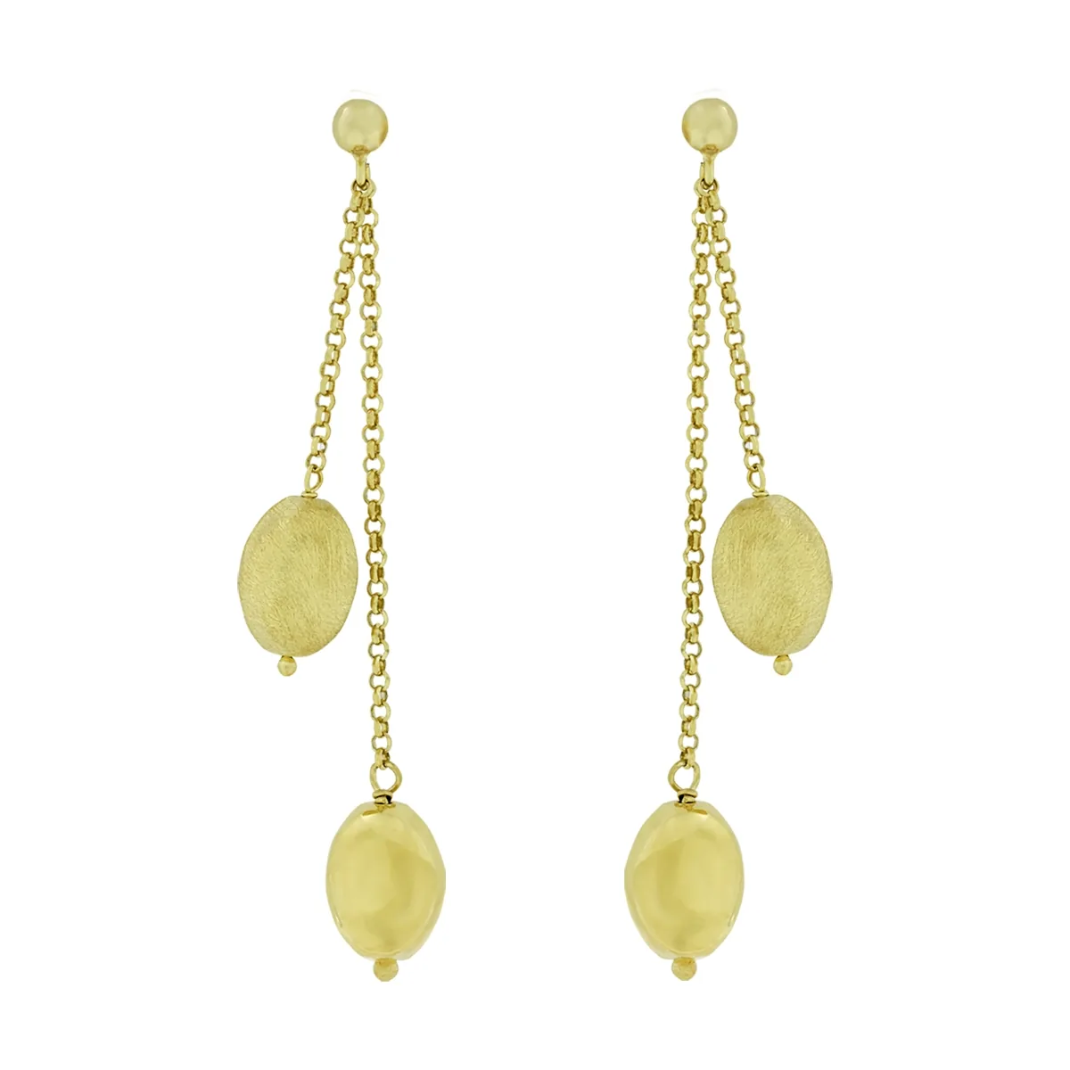 Aretes en plata Ley 925 satinado, Figuras geométricas, de la coleccion Sueños