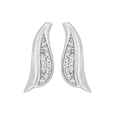 Aretes en plata Ley 925, Hoja, con cristales, de la coleccion Sueños