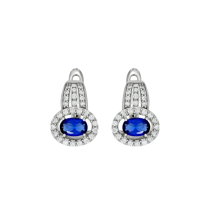 Aretes en plata Ley 925, Uñas+decoración, con 2 cristales centrales y decoración en cristales, de la coleccion Sueños