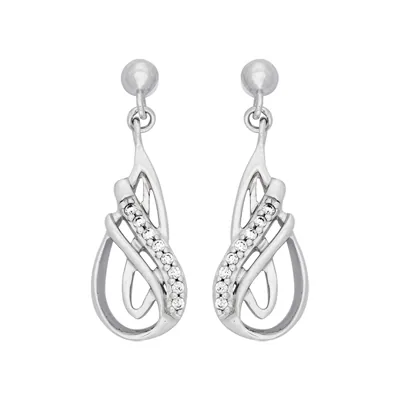 Aretes en plata Ley 925, Lágrima, con zircones, de la coleccion Sueños