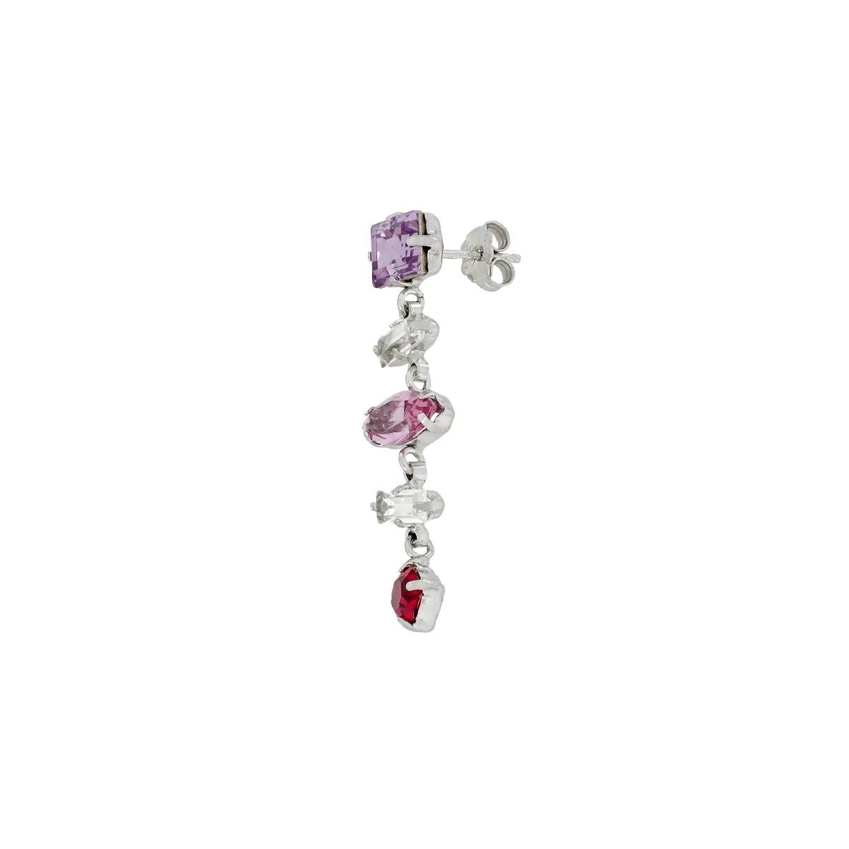 Aretes en plata Ley 925, con cristales, de la coleccion Sueños