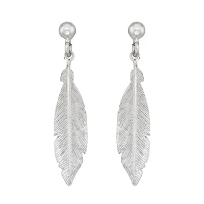 Aretes en plata Ley 925 con visos, Pluma, de la coleccion Sueños