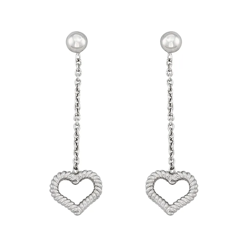 Aretes de corazón en plata Ley 925 con visos - Colección Sueños