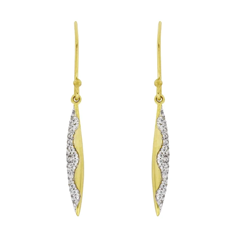 Aretes en plata Ley 925, Hoja, con zircones, de la coleccion Sueños