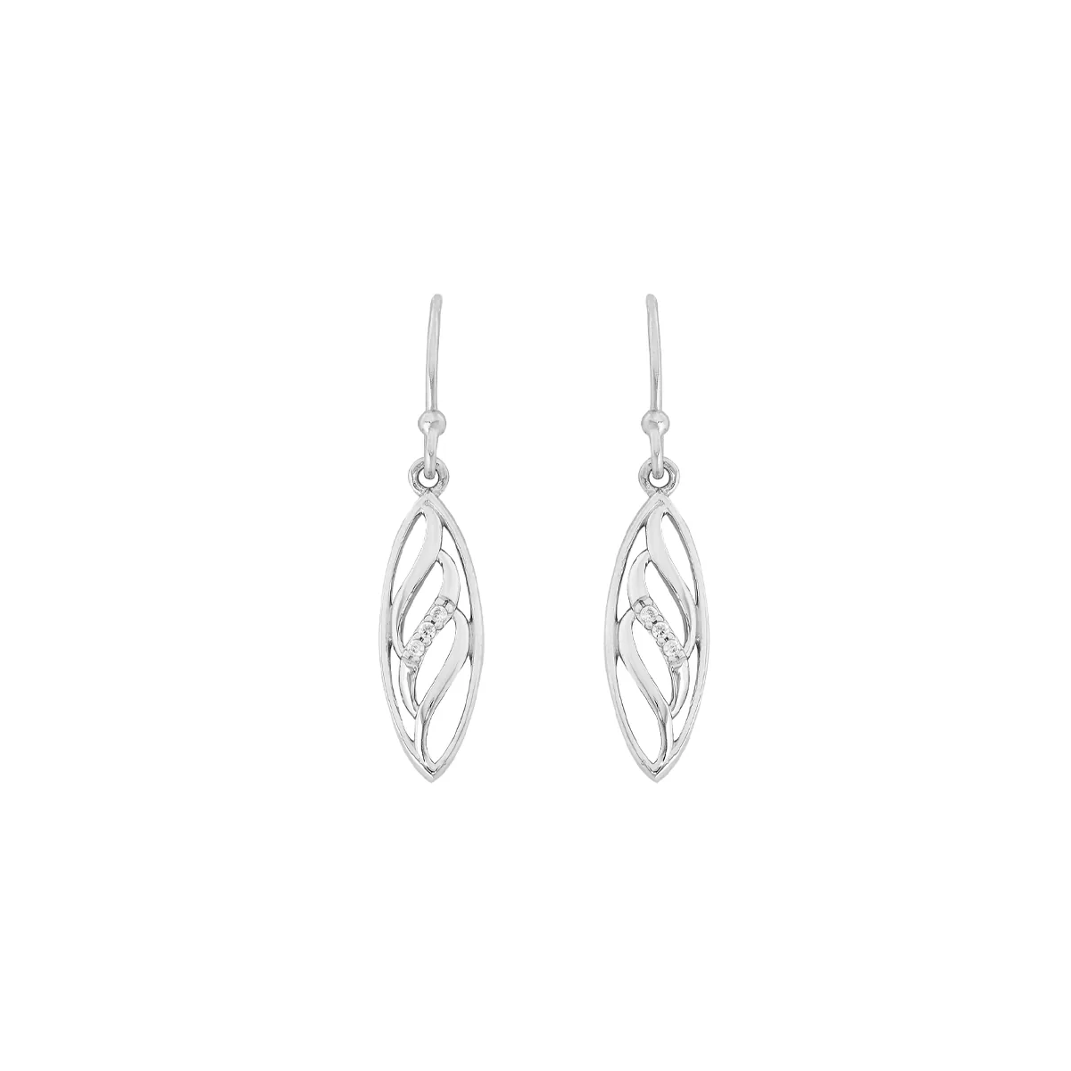 Aretes en plata Ley 925, Franjas, con zircones, de la coleccion Sueños