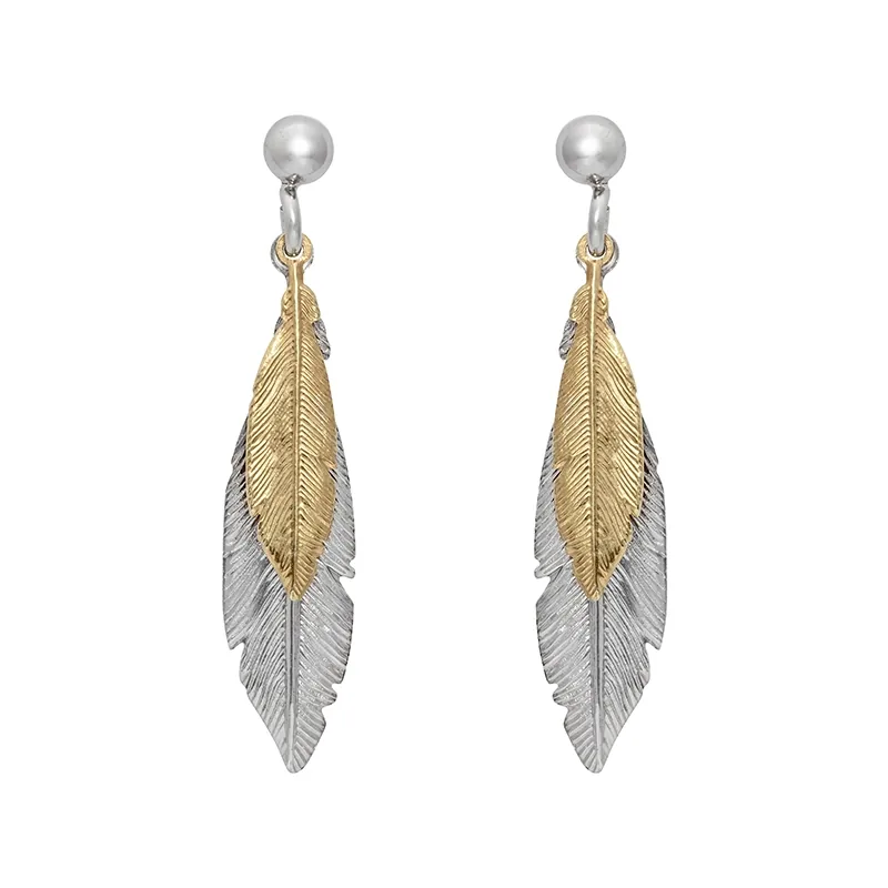 Aretes de pluma en plata Ley 925 - Colección Sueños