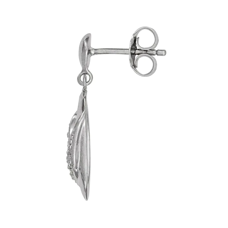 Aretes en plata Ley 925, Hoja, con cristales, de la coleccion Sueños
