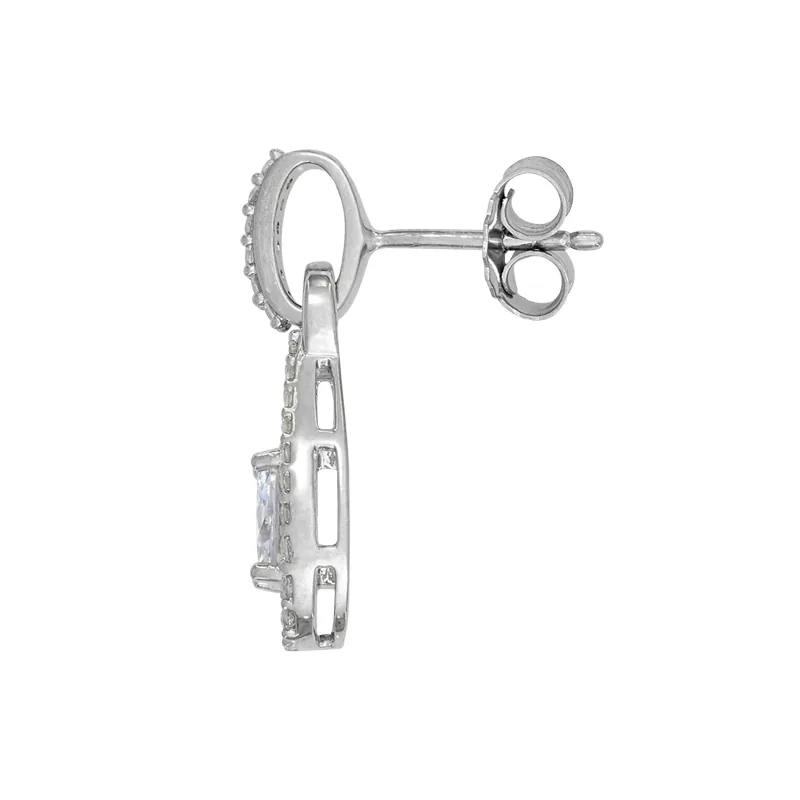 Aretes con cristales óvalos, en plata ley 925, rodinado - Colección Sueños