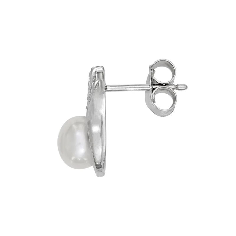 Aretes en plata Ley 925, Lágrima, con 2 perla sintéticas centrales y decoración en cristales, de la coleccion Sueños