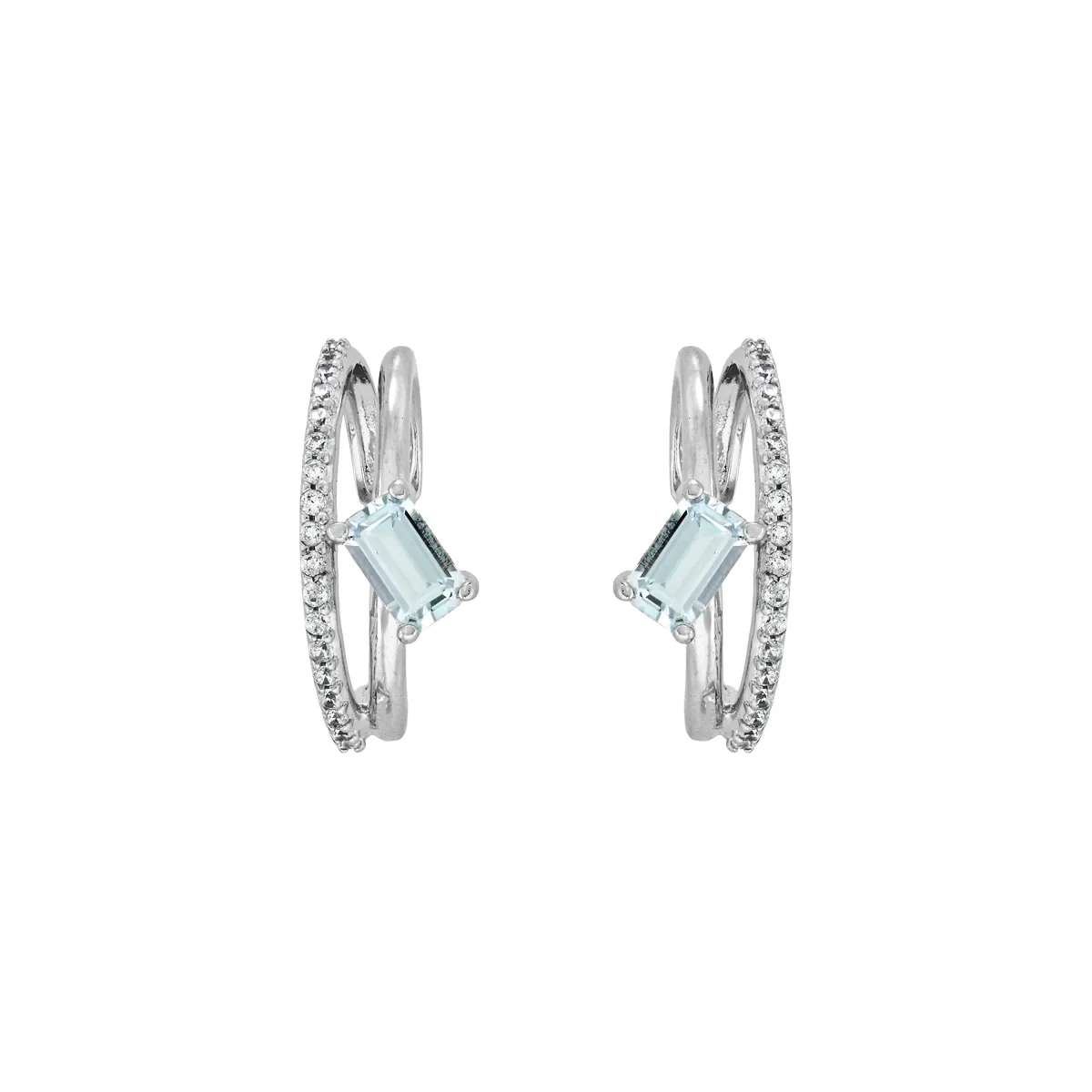Aretes en plata Ley 925, Franjas, con zircón central y decoración en zircones