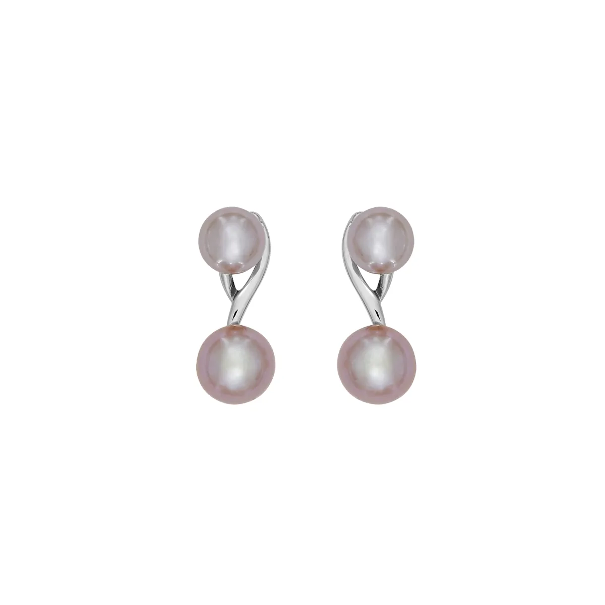 Aretes en plata Ley 925, Franjas, con perla sintéticas, de la coleccion Sueños