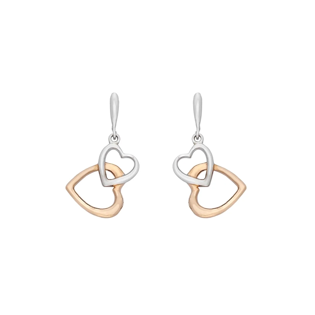 Aretes de corazones en plata Ley 925 - Colección Sueños