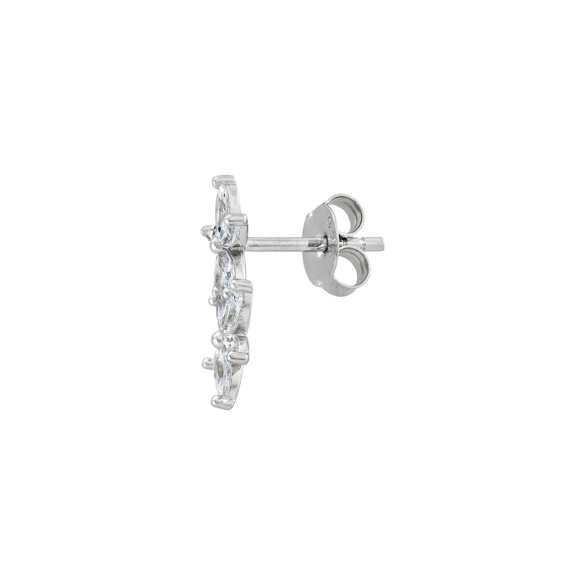 Aretes en plata Ley 925, Flores, con cristales centrales, de la coleccion Sueños
