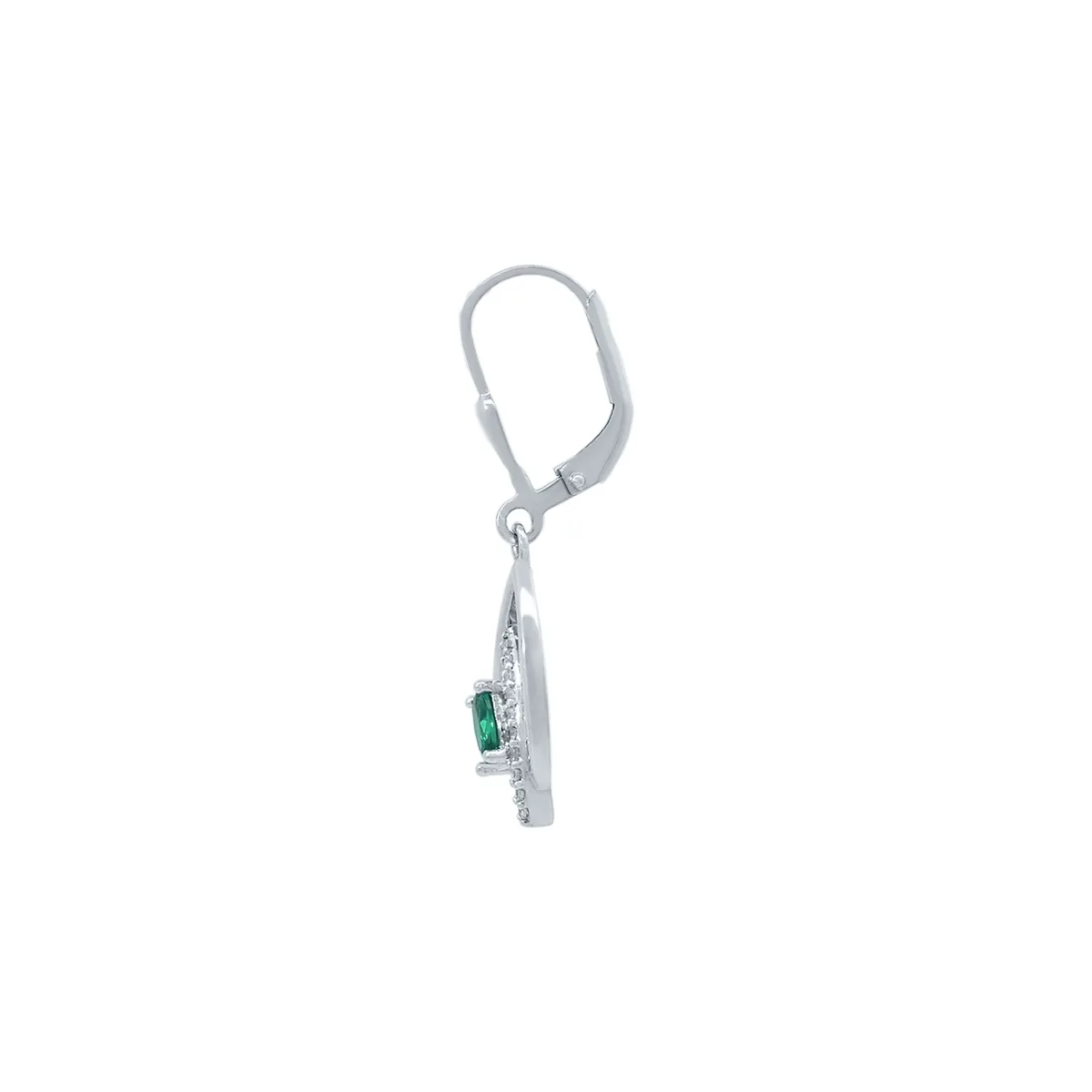 Aretes en plata Ley 925, Hoja, con 2 zircones centrales y decoración en zircones, de la coleccion Sueños
