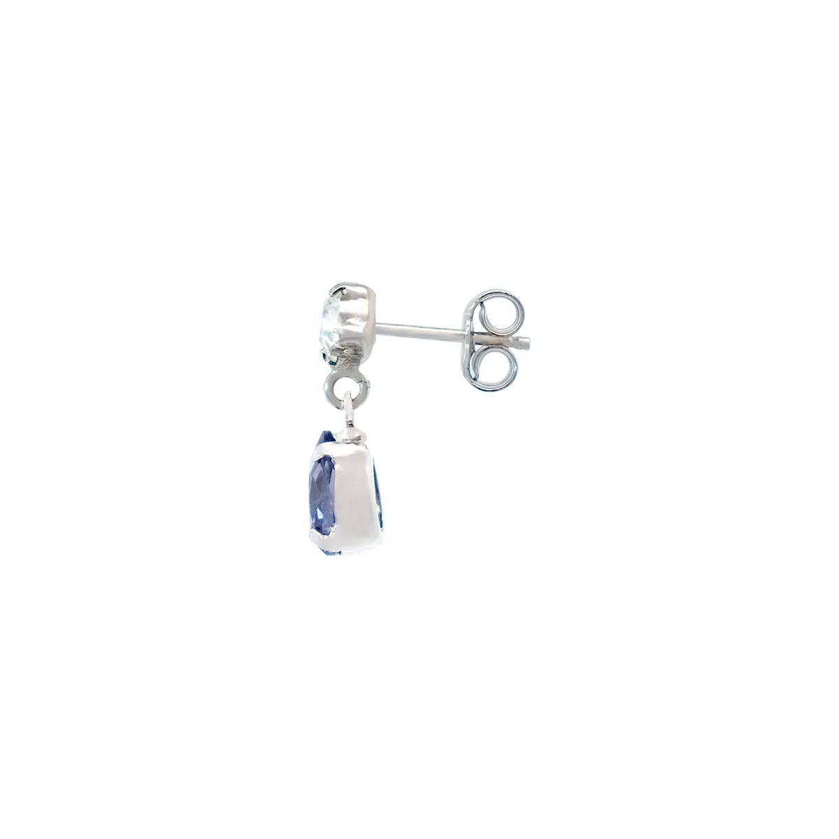 Aretes en plata Ley 925, con 2 cristales centrales y decoración en cristales, de la coleccion Sueños
