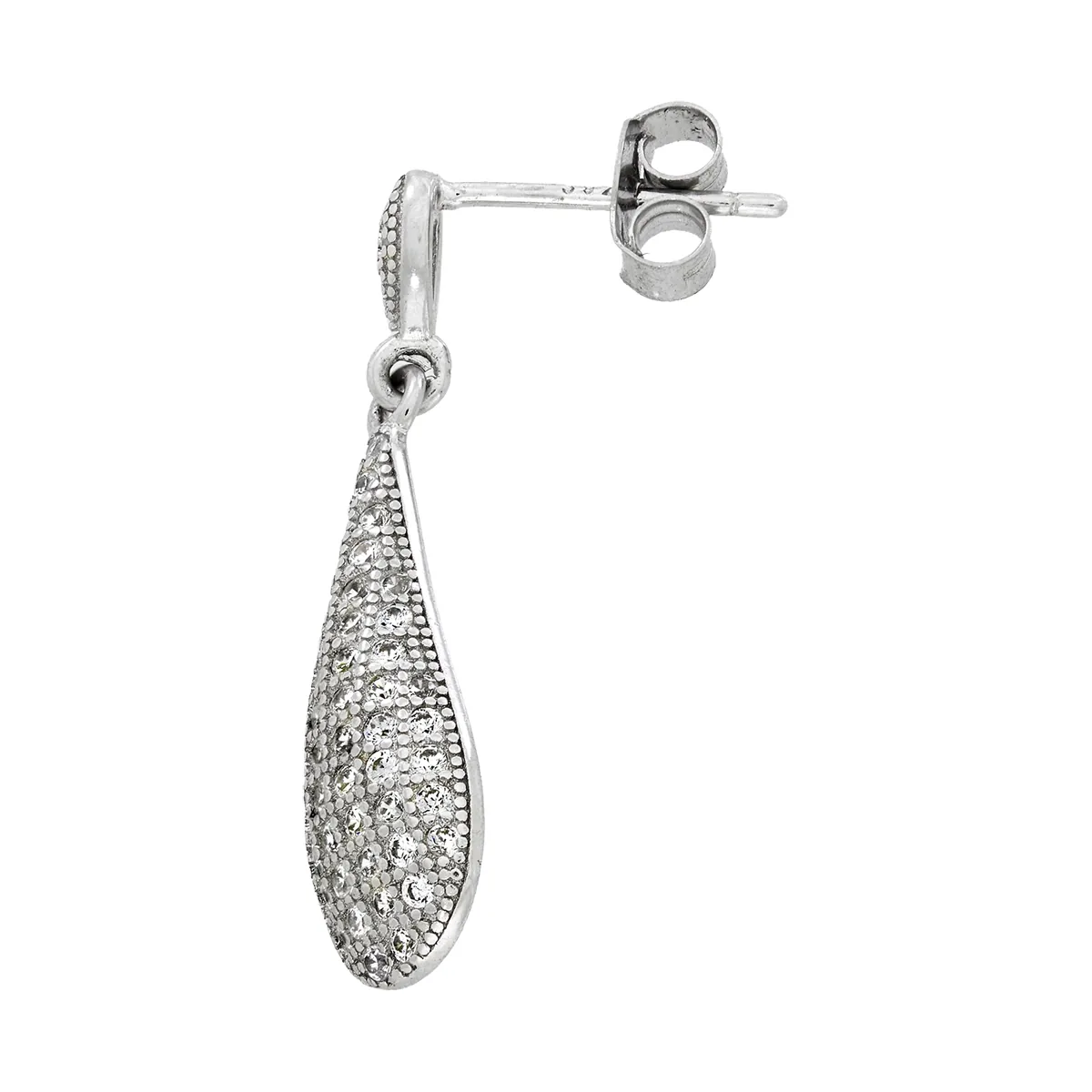 Aretes en plata Ley 925, Lágrima, con zircones, de la coleccion Sueños