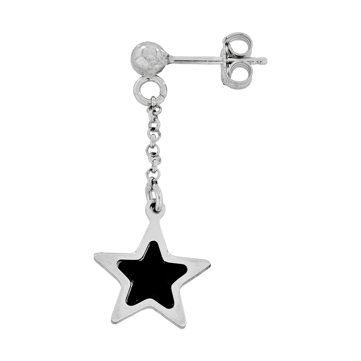 Aretes de estrella en plata Ley 925, con onix - Colección Sueños