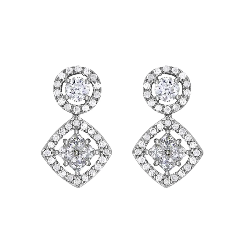 Aretes en plata Ley 925, Uñas+decoración, con cristales, de la coleccion Sueños