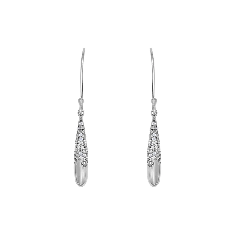 Aretes en plata Ley 925, Lágrima, con cristales, de la coleccion Sueños