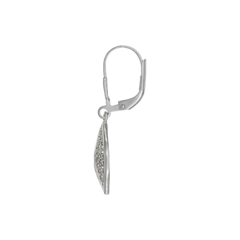Aretes en plata Ley 925, Hoja, con cristales, de la coleccion Sueños