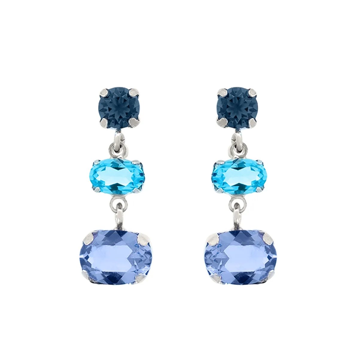 Aretes en plata Ley 925, con cristales, de la coleccion Sueños