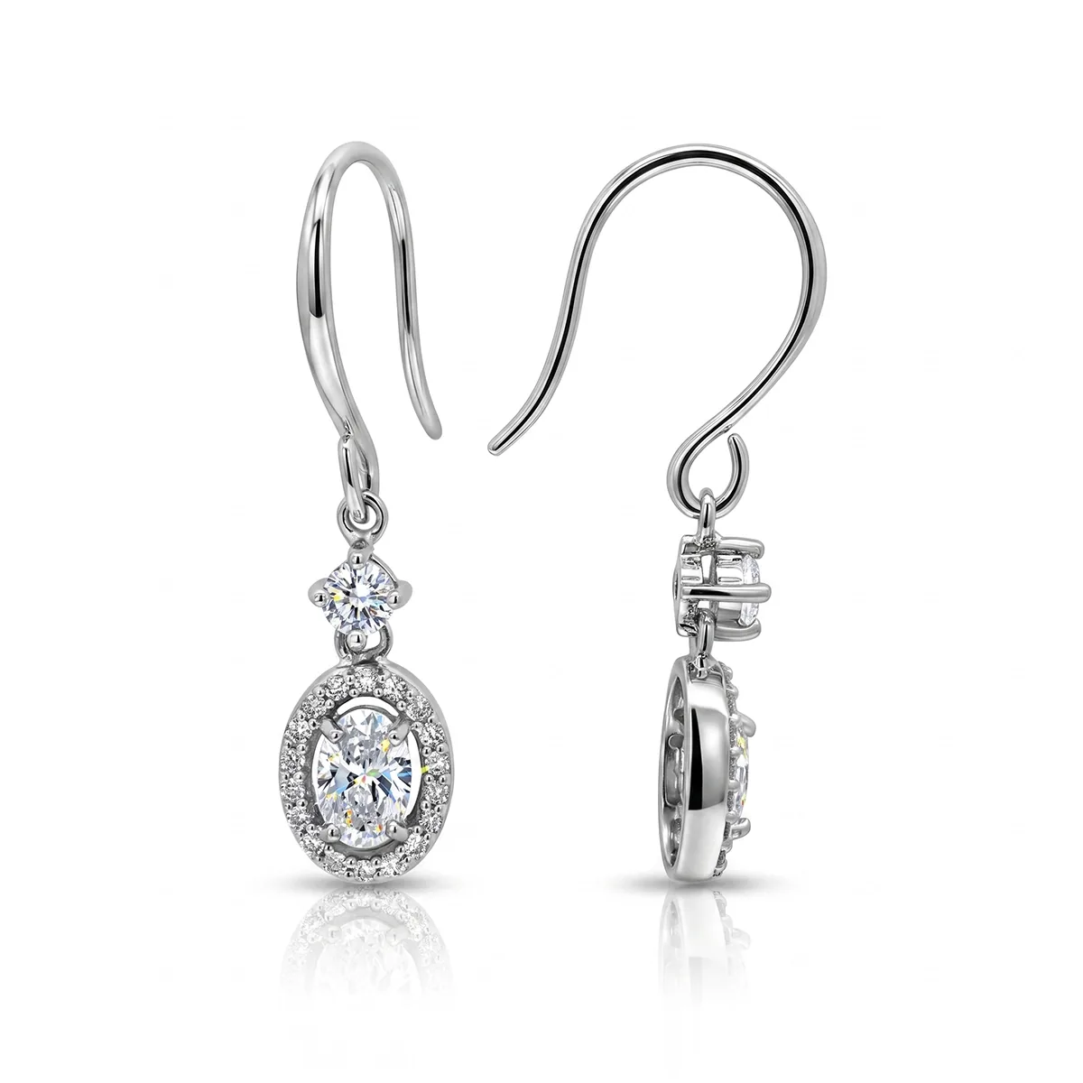 Aretes con diamante de laboratorio con un peso total de 1.20Ct, en plata ley 925, rodinado - Colección Sueños