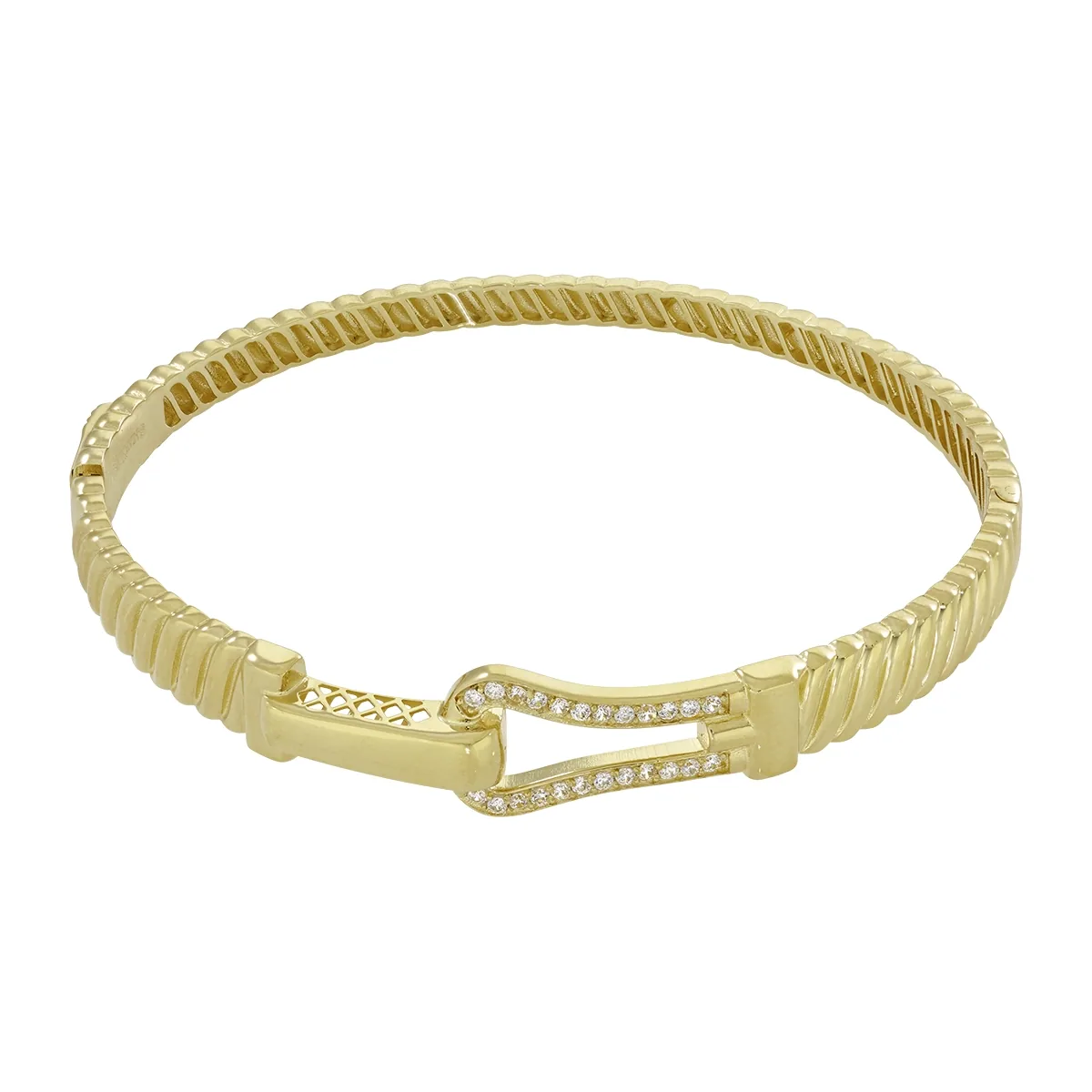 Aro en oro amarillo de 18 Kilates con visos, Plana, con zircones