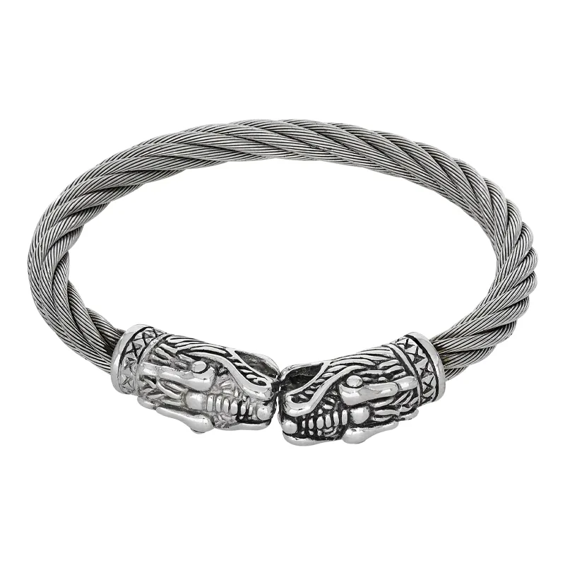 Aro con dragones en acero, Entorchada, 5.50 mm. de ancho - Colección Forza