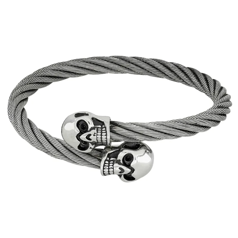 Aro con calaverasen acero, Entorchada, 5.50 mm. de ancho - Colección Forza
