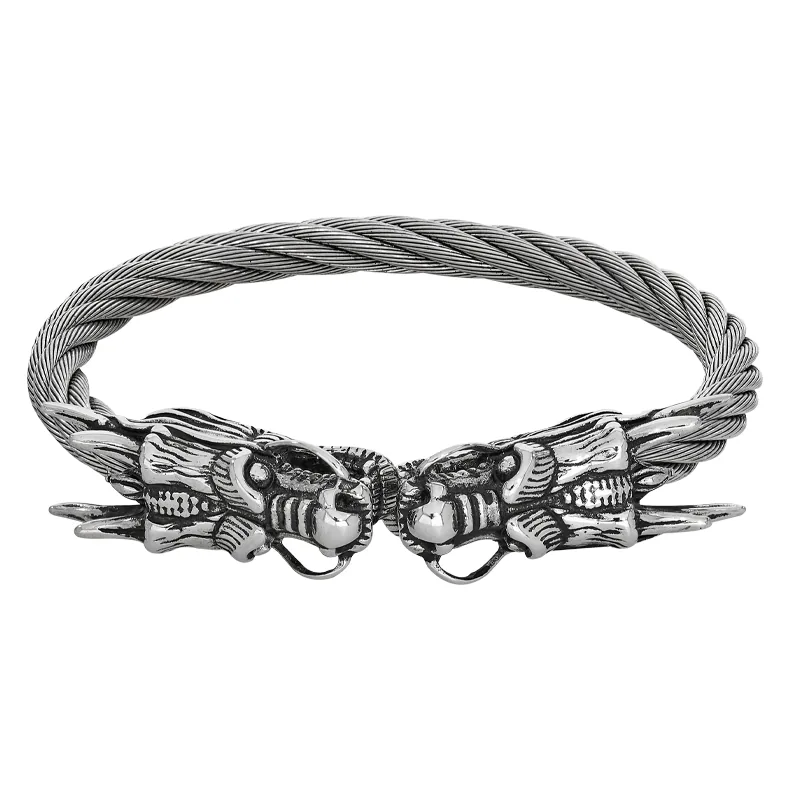 Aro con dragones en acero, Entorchada, 5.50 mm. de ancho - Colección Forza