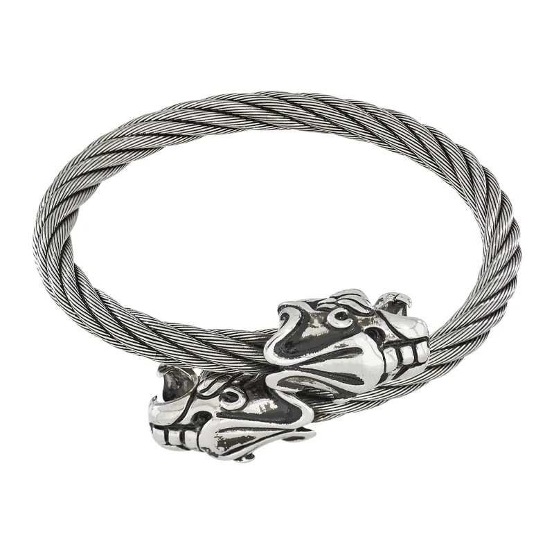 Aro con panteras en acero, Entorchada, 5.50 mm. de ancho - Colección Forza