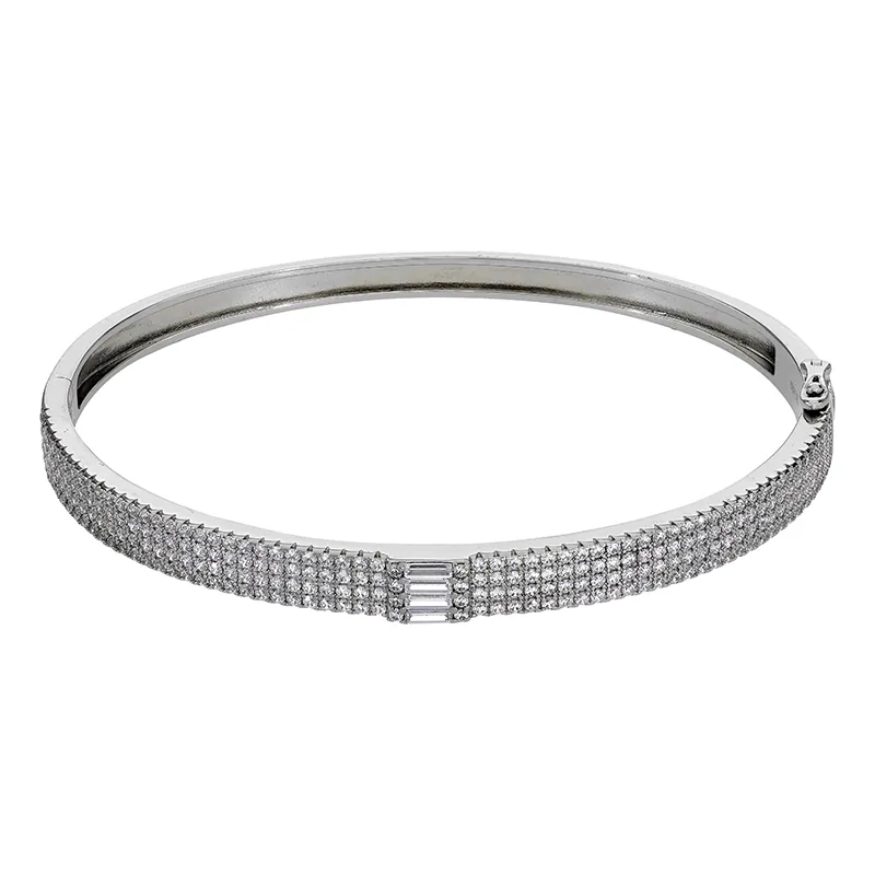 Aro plano en plata Ley 925, con zircones, 5 mm. de ancho - Colección Sueños