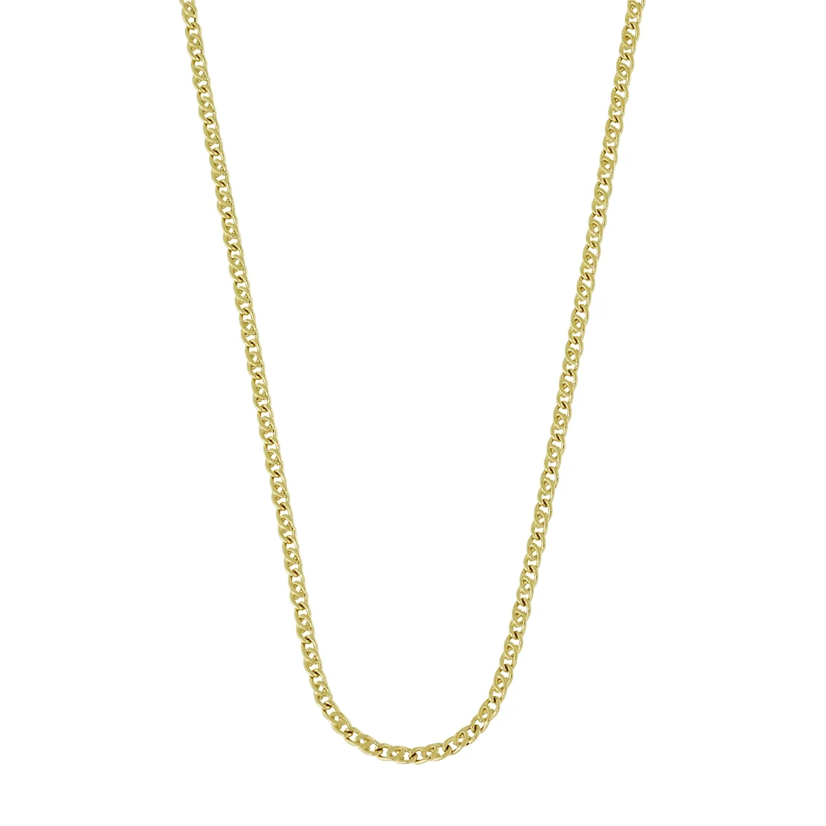 Cadena en oro amarillo de 18 Kilates, Ojo de perniz, 60 cm. de largo, 2 mm. de ancho